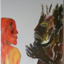 Hephaistos und Aphrodite. Acryl auf Leinwand.